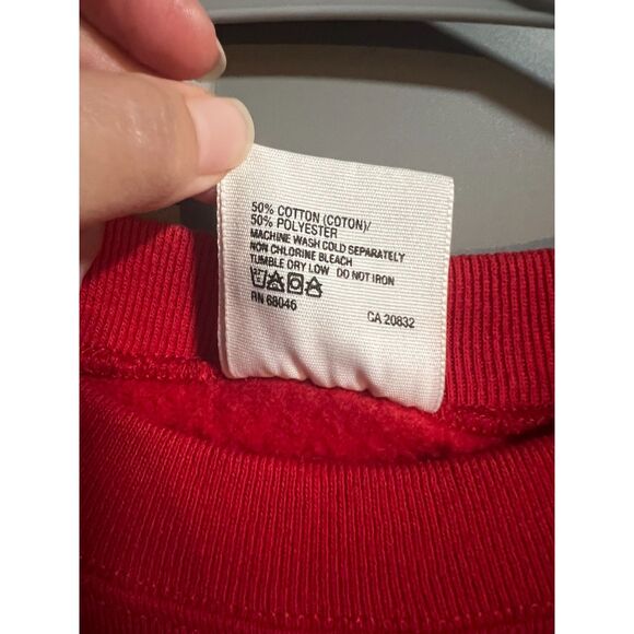 Tultex Christmas Sweater Cat Angel W/ Bears Stockings Star Crewneck Red Medium - Picture 5 of 5